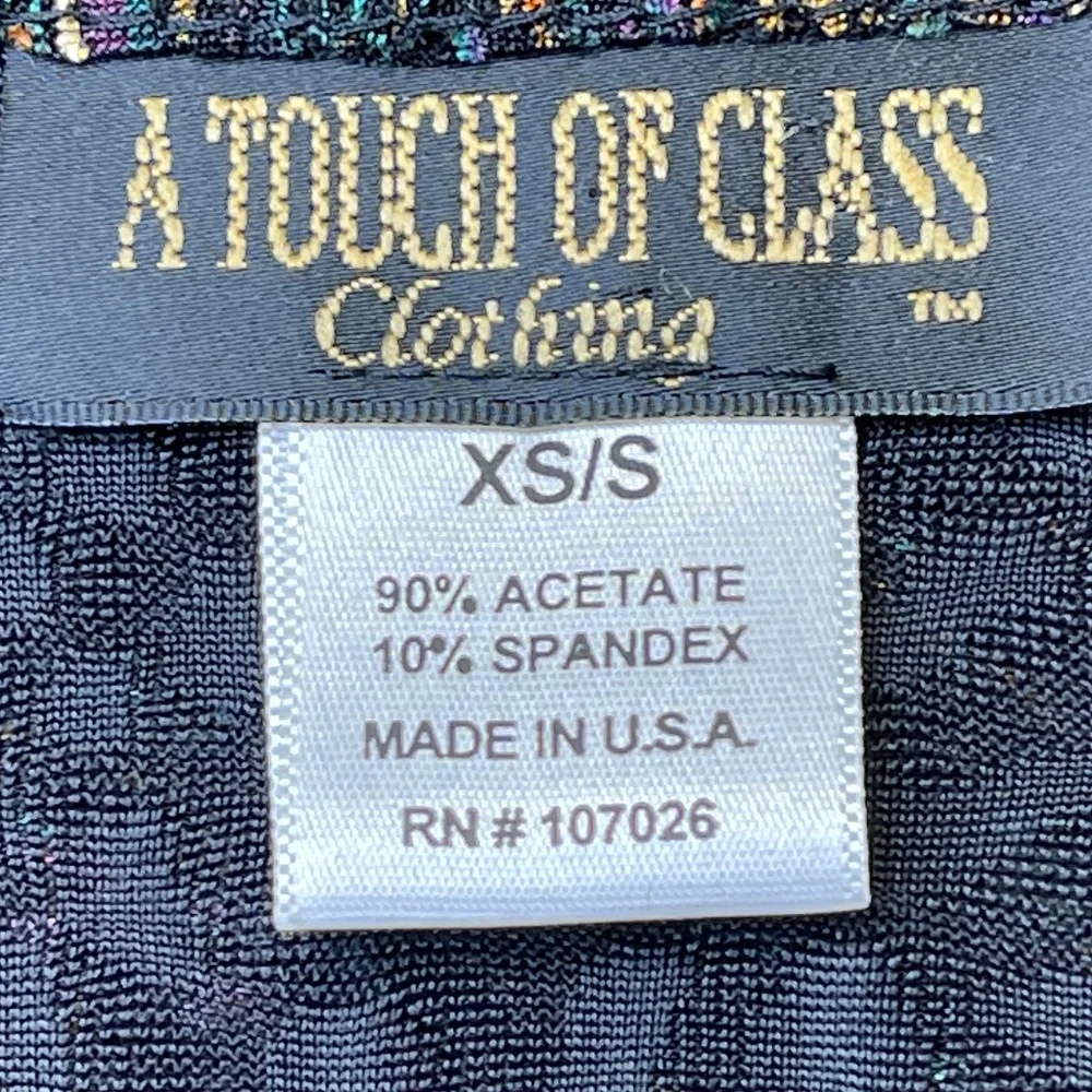 A Touch Of Class | VTG Metallic Brush Stroke Abstract Print Open Front Cardigan
